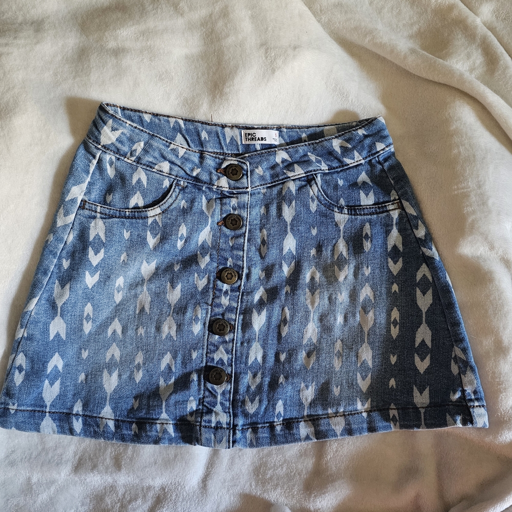 H&M Blue A-Line Mini Skirt Casual